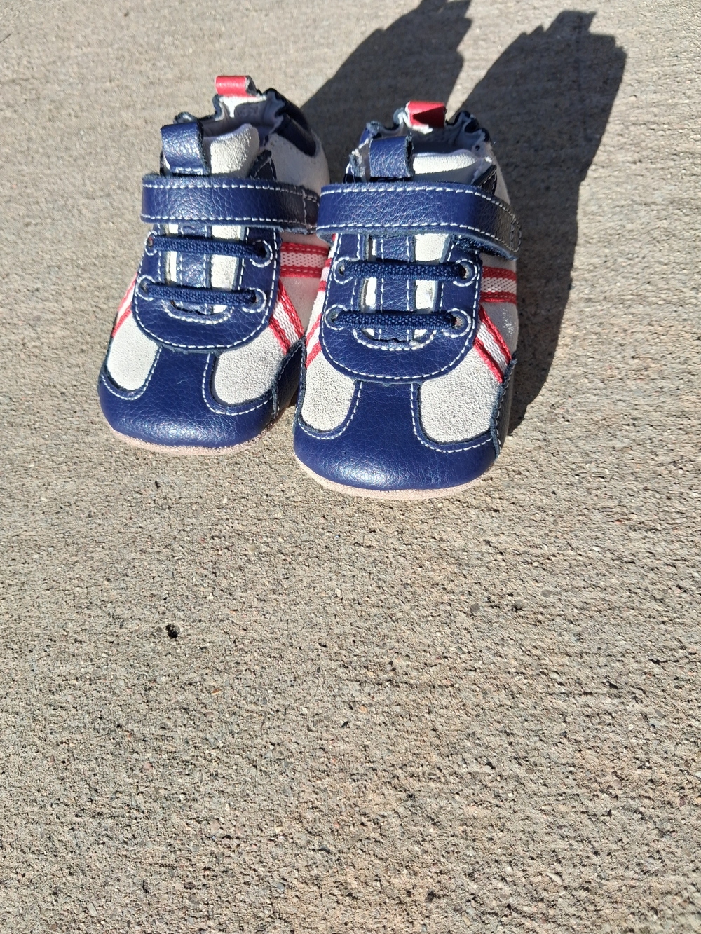 Robeez Baby Boy's Leather Shoes Size 3-6 Months 2 Navy Red